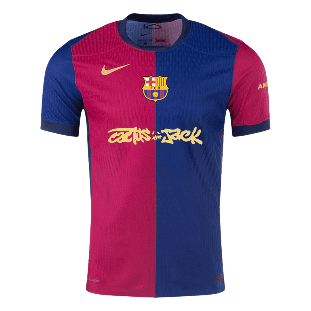 Soccer Kits Authentic Barcelona X Travis Scott Home Soccer Jersey 2024/25 Red&Blue
