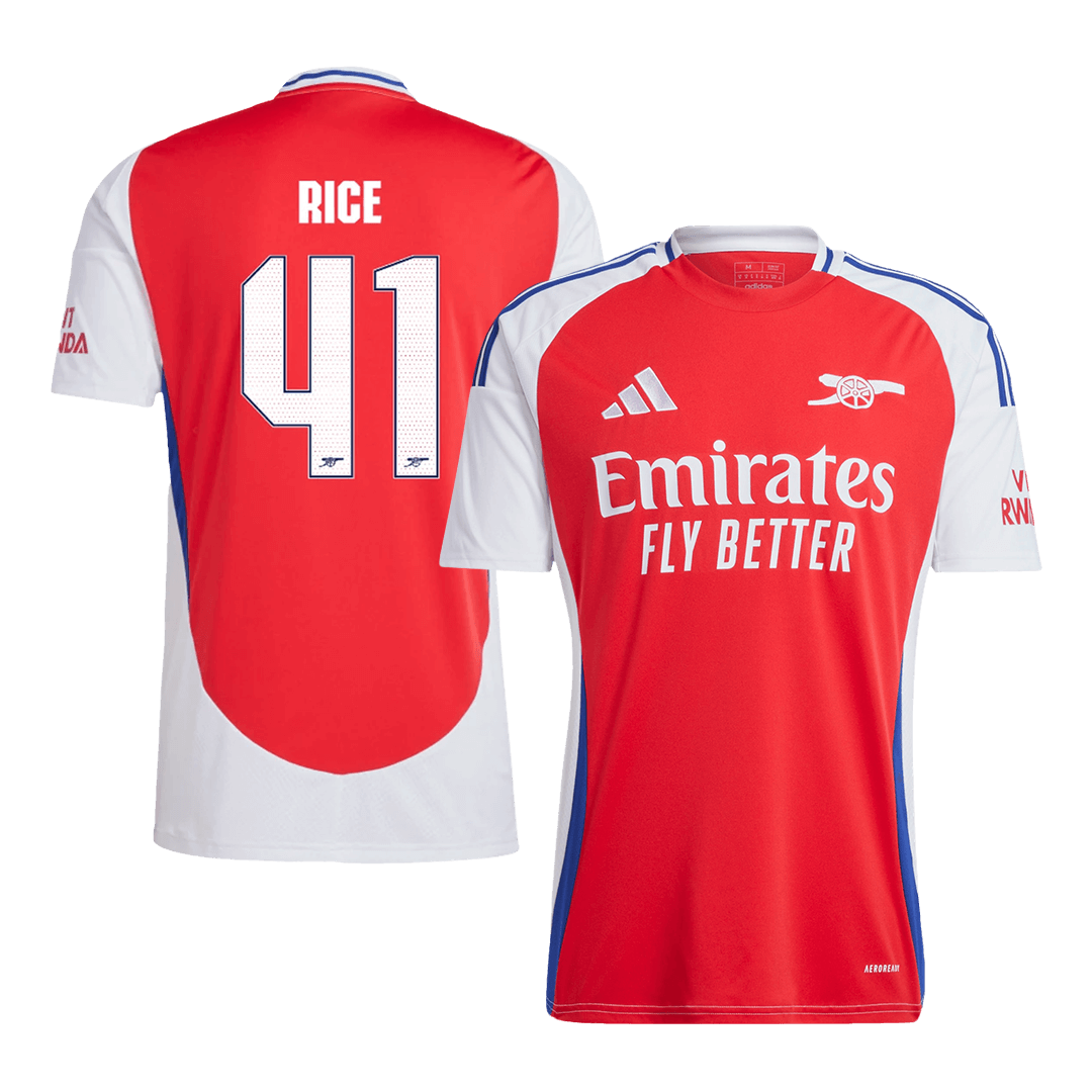 Camiseta de fútbol local RICE #41 del Arsenal 2024/25, roja - UCL