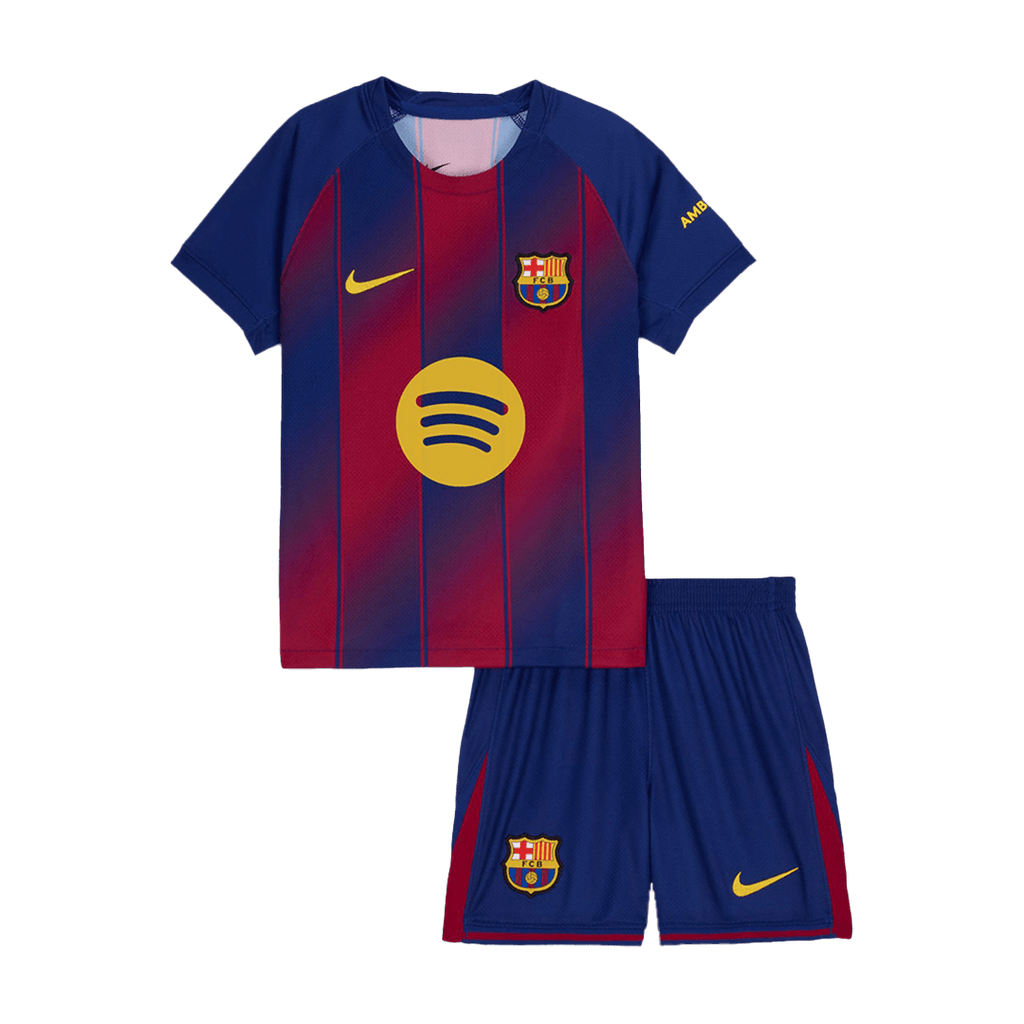 Maillot de football domicile Barcelone pour enfant (maillot + short) 2025/26 rouge et bleu