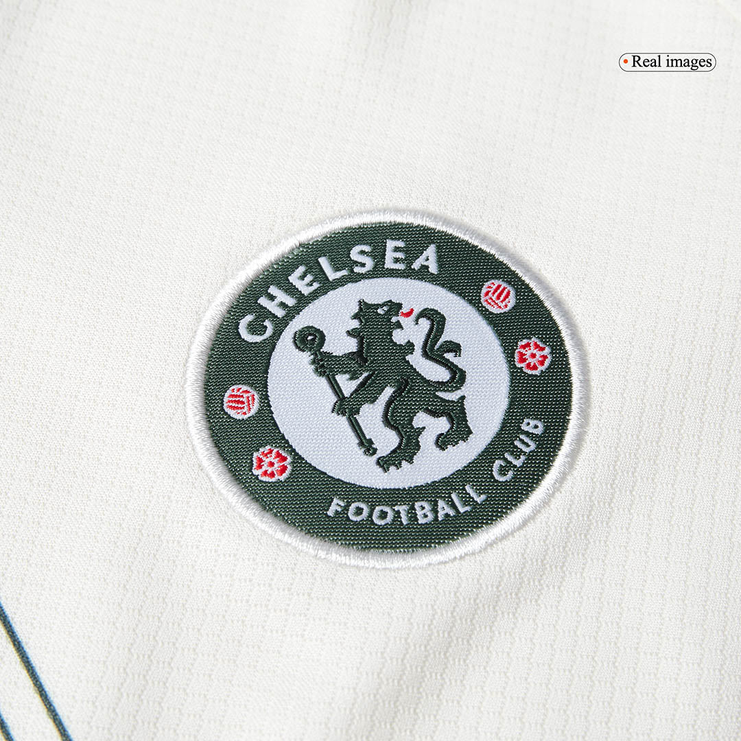 Camiseta de visitante del Chelsea para niño (camiseta, pantalones cortos y calcetines) 2025/26, color blanco