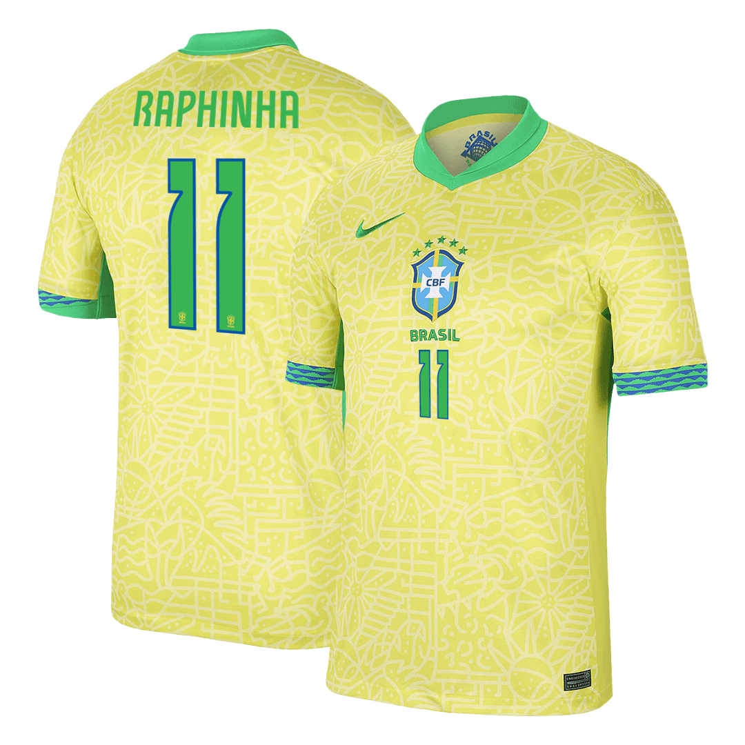 Kits de fútbol RAPHINHA #11 Brasil Camiseta de fútbol local Copa América 2024