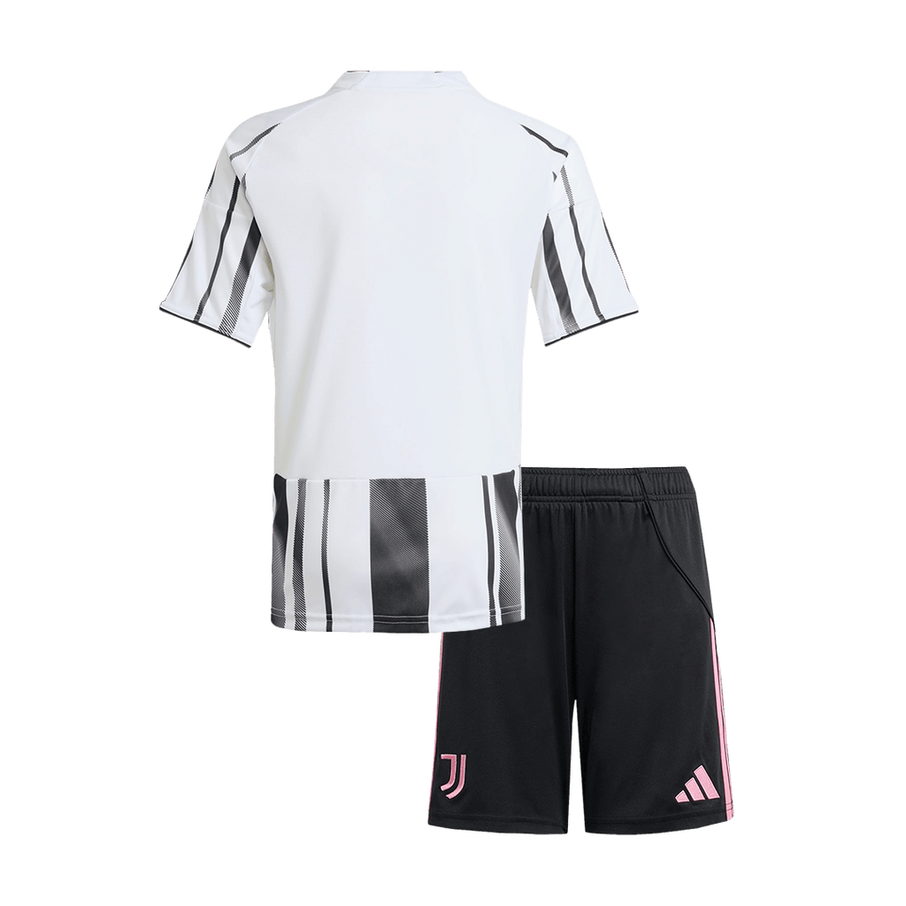 Kit de fútbol para niños Juventus Home Soccer Jersey Kit (Camiseta + Pantalones cortos) 2025/26 Negro y blanco