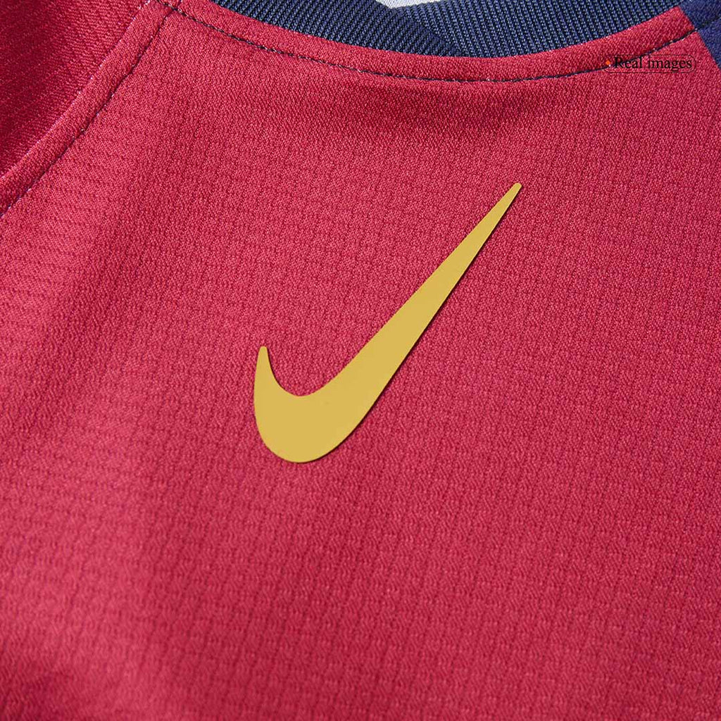 Maillot de football domicile Barcelone X Coldplay pour enfant (maillot + short) 2024/25 rouge et bleu