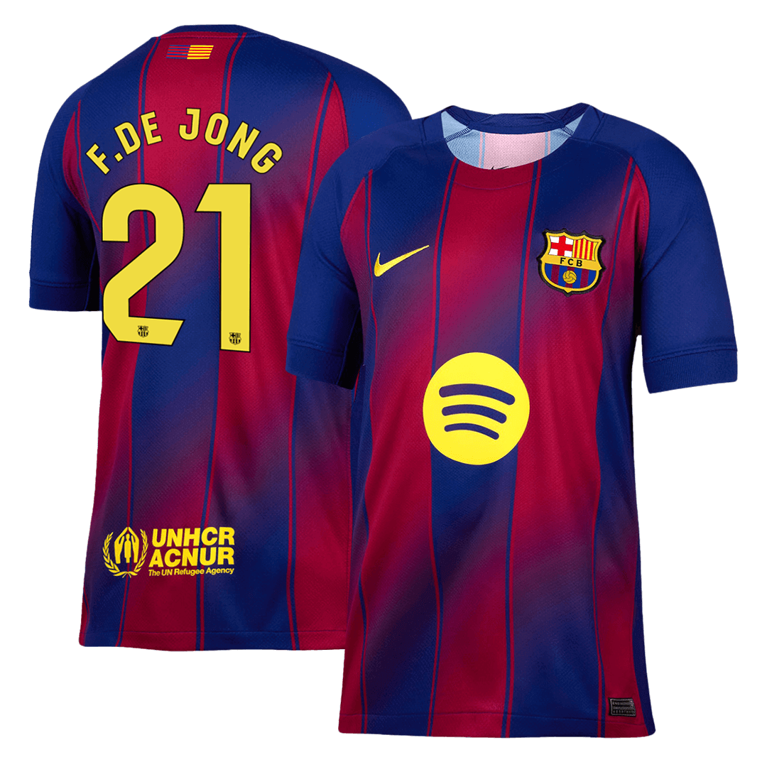 Maillot de football F.DE JONG #21 Barcelone Domicile 2025/26 Rouge et Bleu