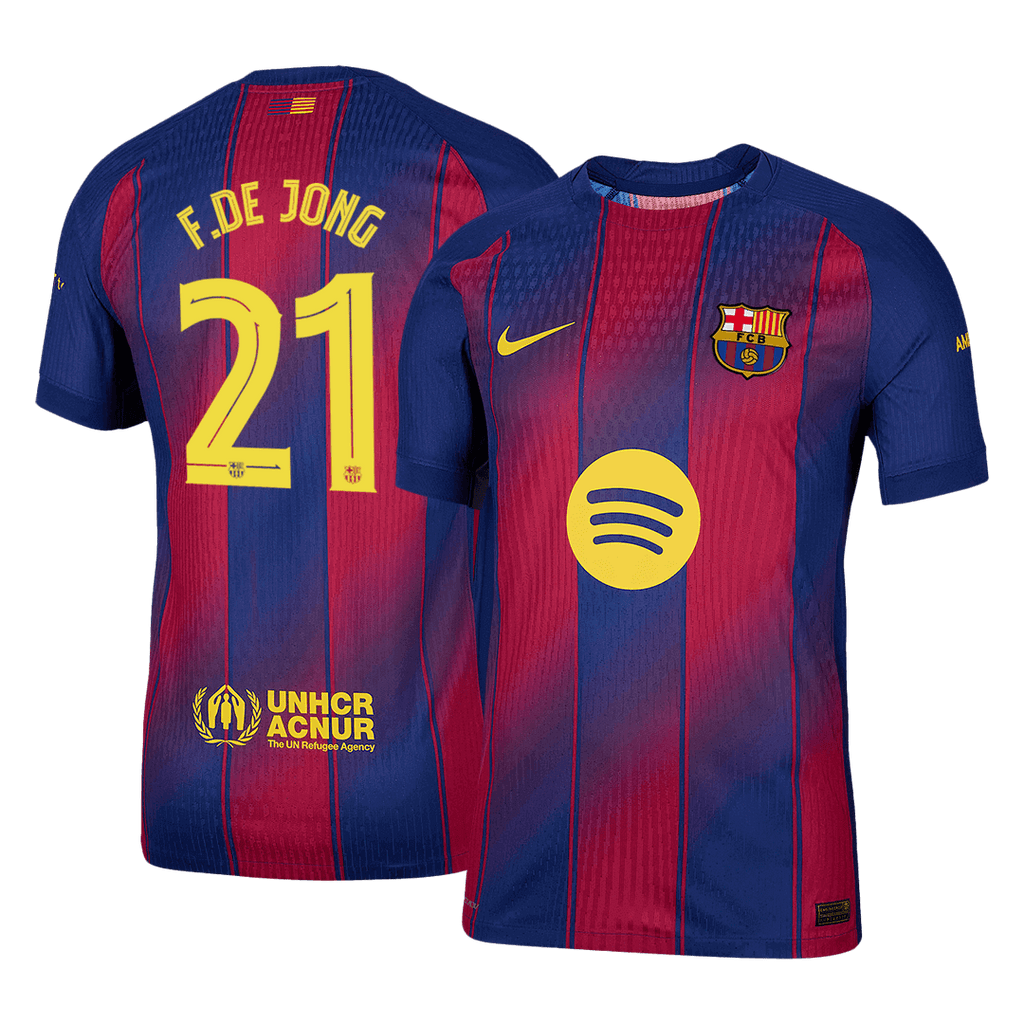Soccer Kits Authentic F.DE JONG #21 Barcelona Home Soccer Jersey 2025/26 Red&Blue - UCL
