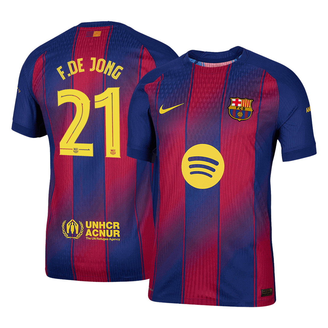 Soccer Kits Authentic F.DE JONG #21 Barcelona Home Soccer Jersey 2025/26 Red&Blue - UCL