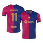 Camiseta de fútbol RAPHINHA #11 Auténtica del Barcelona 2024/25 Rojo y Azul - UCL