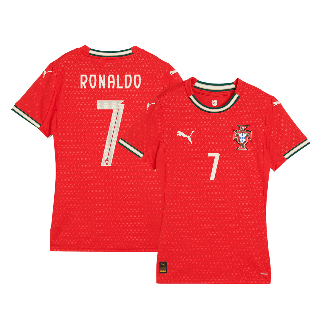 Kits de fútbol RONALDO #7 Camiseta de fútbol local de Portugal para mujer 2025 Rojo