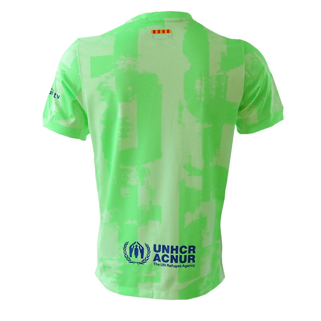 Soccer Kits Barcelona Third Away Football Shirt 2024/25 Green - UCL (Spotify Logo Without Text)