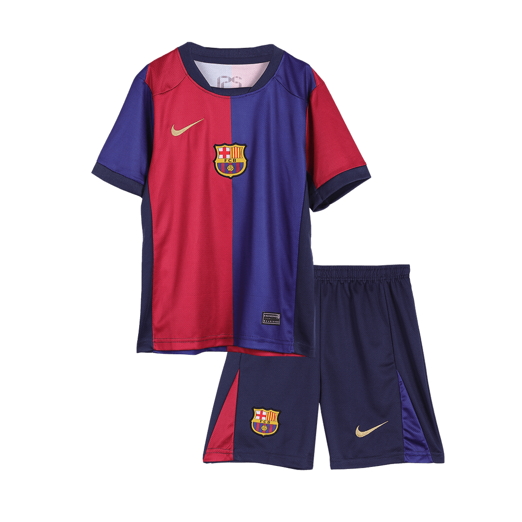 Maillot de football domicile Barcelone enfant (maillot + short) 2024/25 avec logo Spotify sans texte