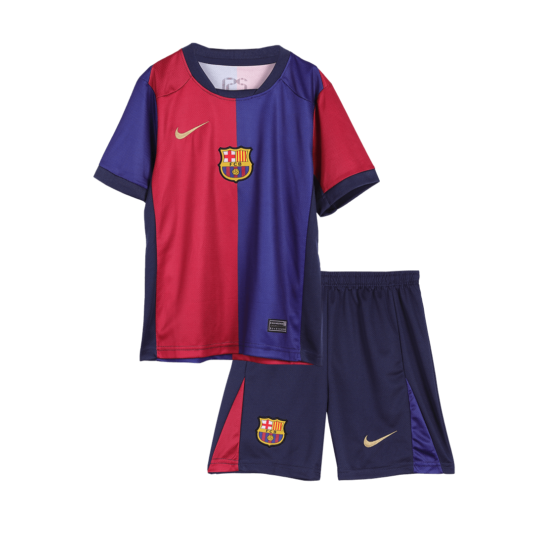 Maillot de football domicile Barcelone enfant (maillot + short) 2024/25 avec logo Spotify sans texte