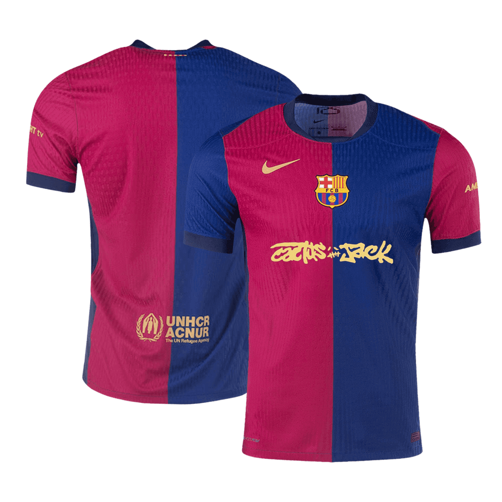 Soccer Kits Authentic Barcelona X Travis Scott Home Soccer Jersey 2024/25 Red&Blue