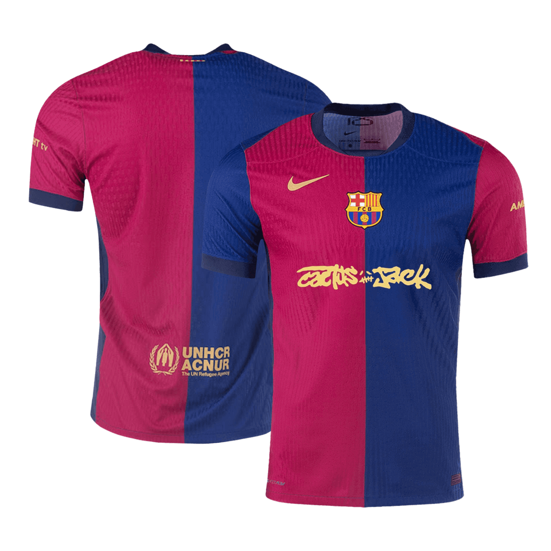 Soccer Kits Authentic Barcelona X Travis Scott Home Soccer Jersey 2024/25 Red&Blue