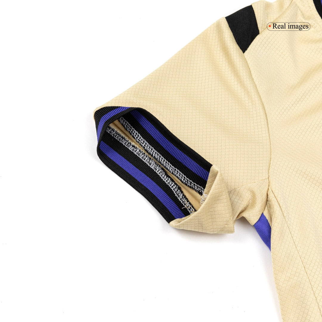 Maillot de football extérieur Barcelone pour enfant (maillot, short, chaussettes) 2025/26 jaune et noir