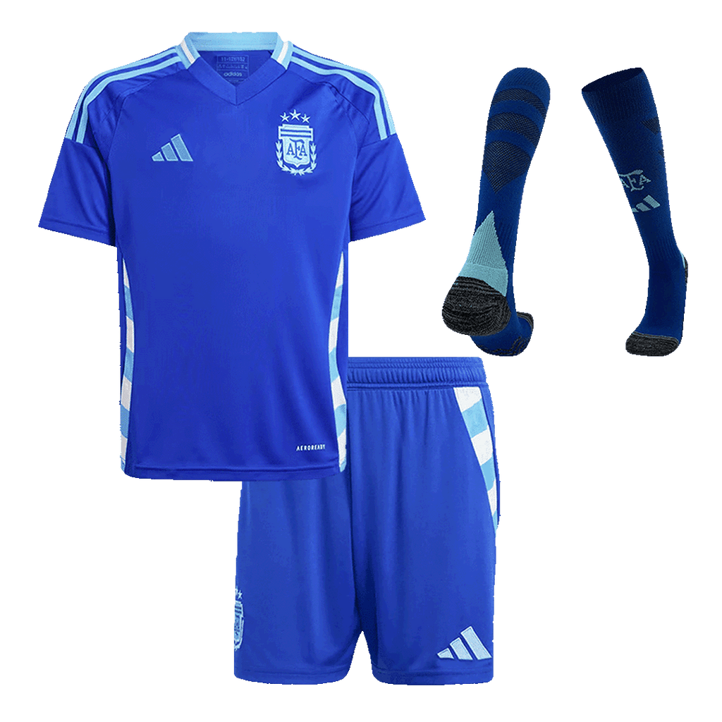 Maillot de football extérieur Argentine pour enfant (maillot, short, chaussettes) Copa America 2024