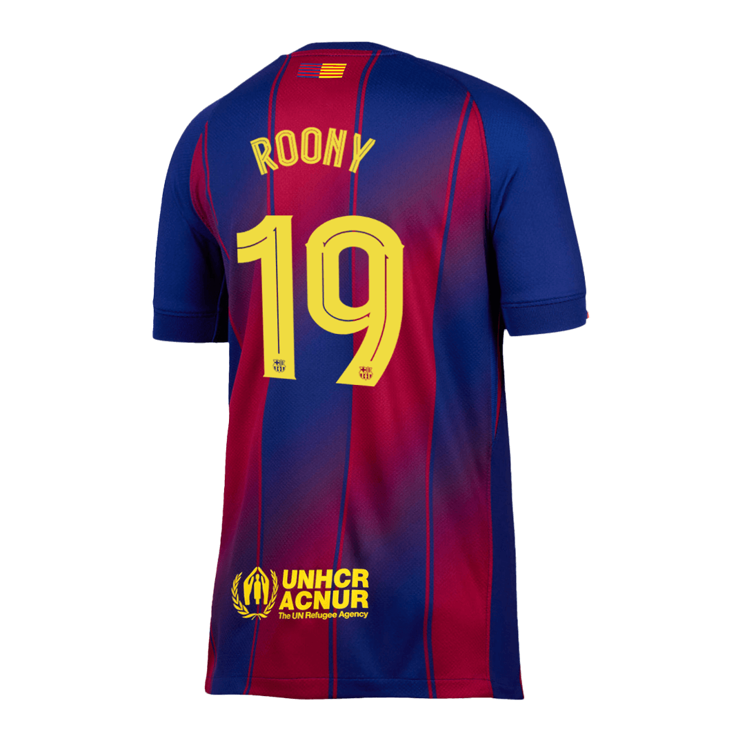 Camiseta de fútbol local ROONY #19 del Barcelona 2025/26, roja y azul - UCL