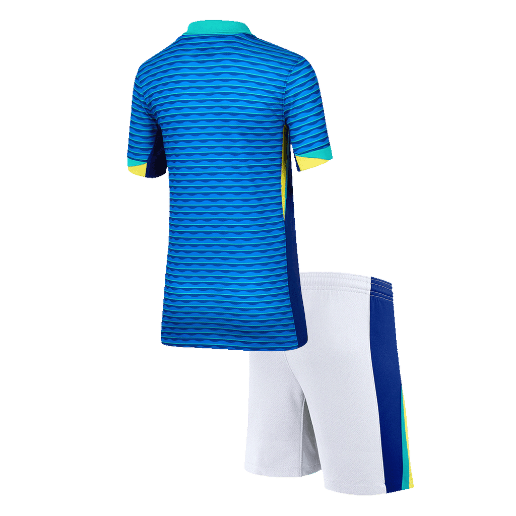Kits de fútbol: Camiseta de fútbol visitante de Brasil para niños (camiseta y pantalones cortos) Copa América 2024