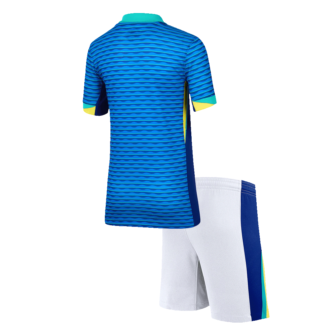 Kits de fútbol: Camiseta de fútbol visitante de Brasil para niños (camiseta y pantalones cortos) Copa América 2024
