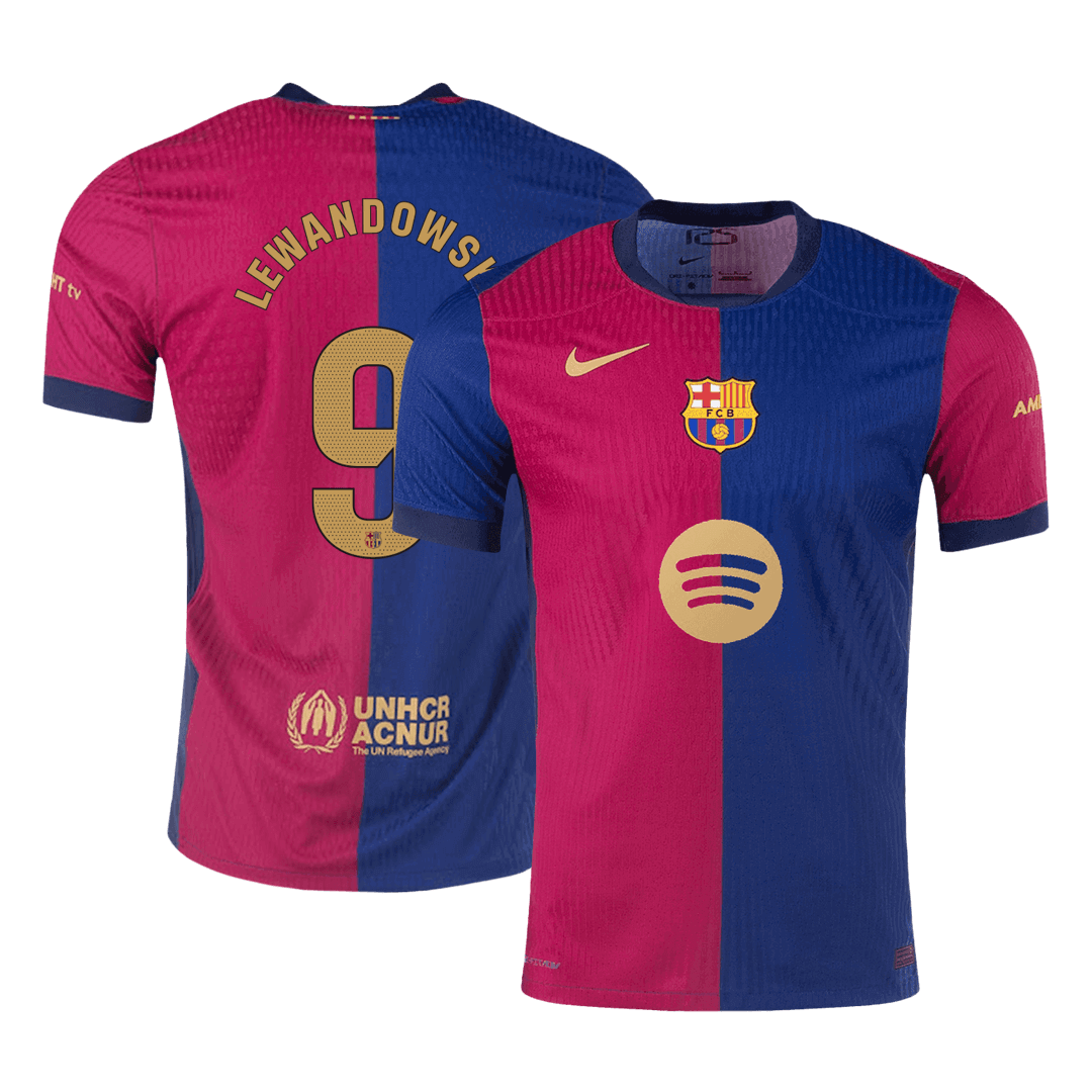 Soccer Kits Authentic LEWANDOWSKI #9 Barcelona Home Soccer Jersey 2024/25 - Spotify Logo Without Text