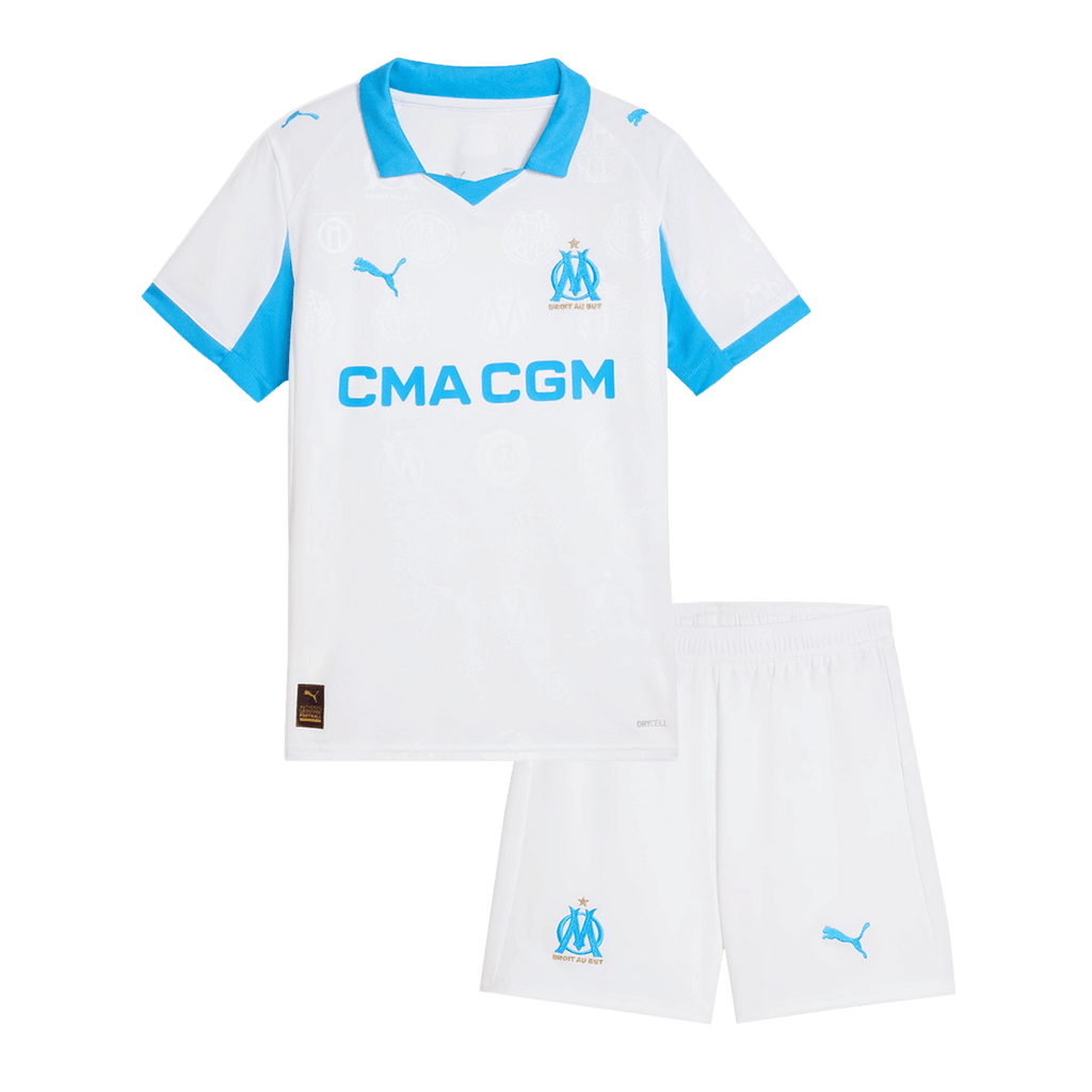 Kit de fútbol para niños Marsella (camiseta y pantalones cortos) 25/26 blanco