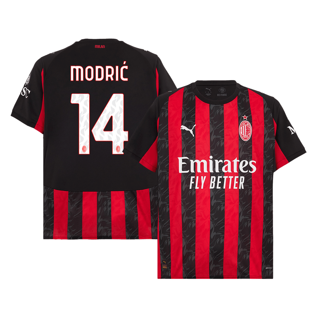 Maillot de football MODRIĆ #14 AC Milan Domicile 2025/26 Rouge et Noir