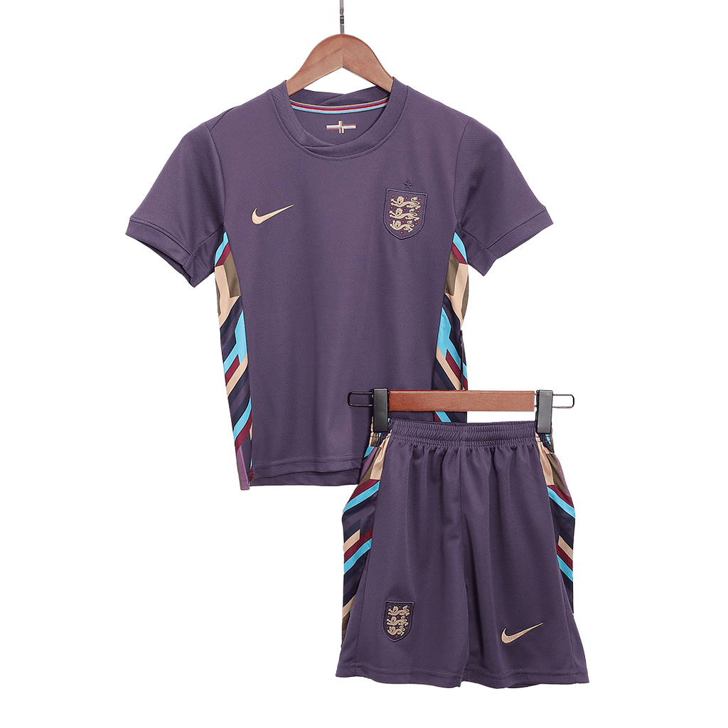 Kits de fútbol: Camiseta de fútbol visitante de Inglaterra para niños (camiseta y pantalones cortos) Eurocopa 2024