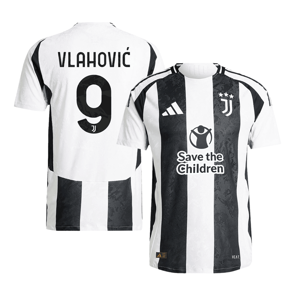 Soccer Kits Authentic  VLAHOVIĆ  #9 Juventus Home Soccer Jersey 2024/25 - Save The Children Sponsor