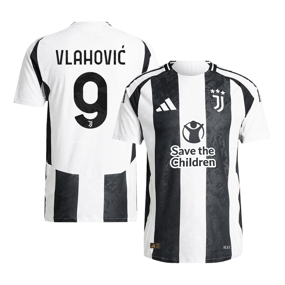 Soccer Kits Authentic  VLAHOVIĆ  #9 Juventus Home Soccer Jersey 2024/25 - Save The Children Sponsor
