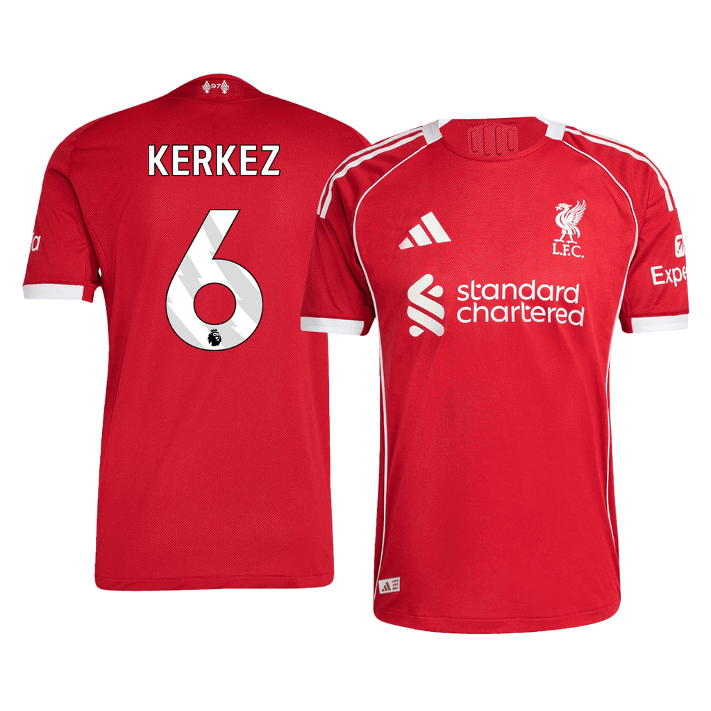 Soccer Kits Authentic KERKEZ #6 Liverpool Home Soccer Jersey 2025/26 Red