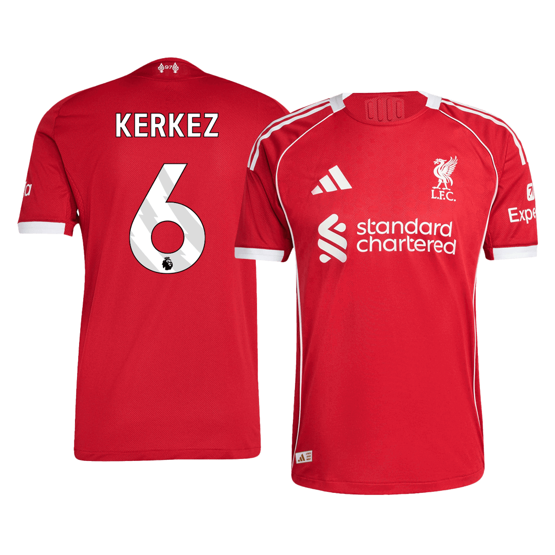 Soccer Kits Authentic KERKEZ #6 Liverpool Home Soccer Jersey 2025/26 Red