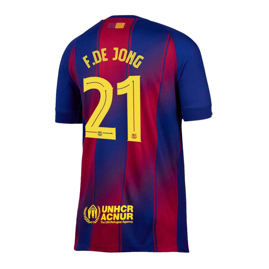 Maillot de football F.DE JONG #21 Barcelone Domicile 2025/26 Rouge et Bleu - UCL