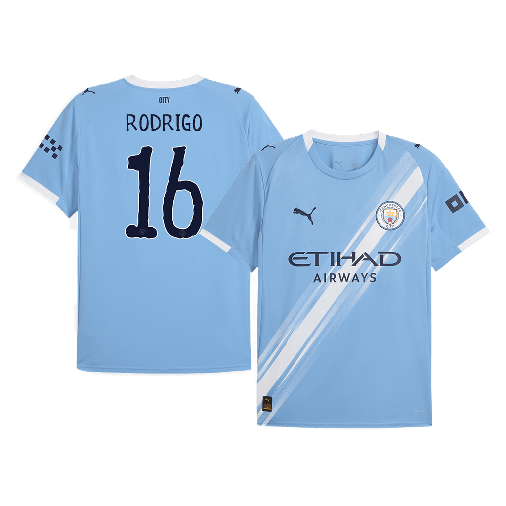 Camiseta de fútbol local RODRIGO #16 del Manchester City 2025/26 Azul - Copa Mundial de Clubes