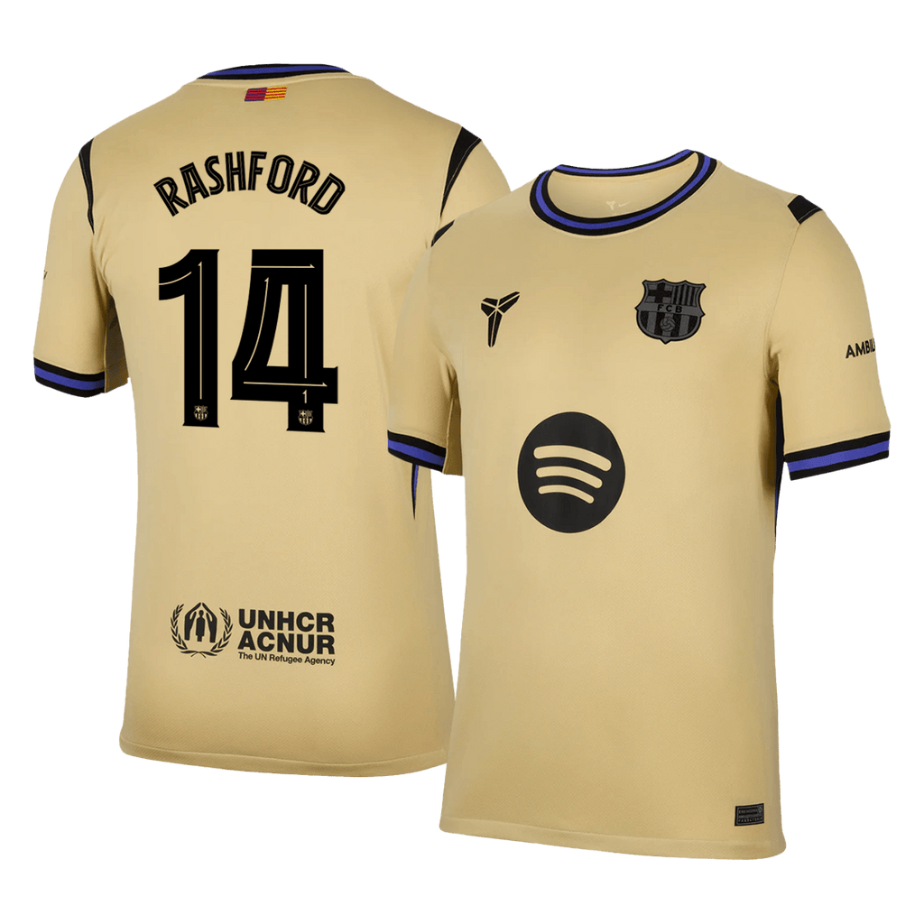 Maillot de football RASHFORD #14 Barcelone Extérieur 2025/26 Jaune - UCL