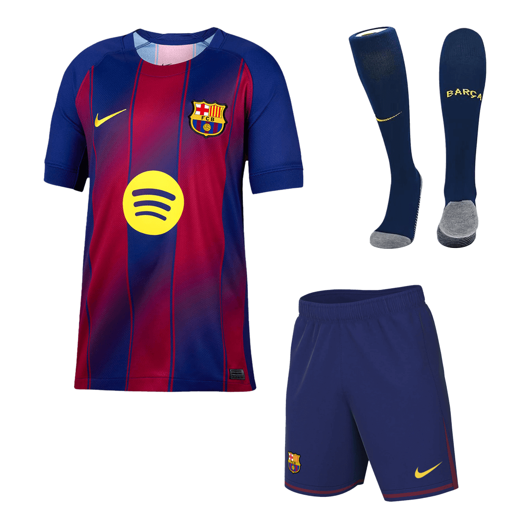 Maillot de football domicile Barcelone pour enfant (maillot, short, chaussettes) 2025/26 rouge et bleu