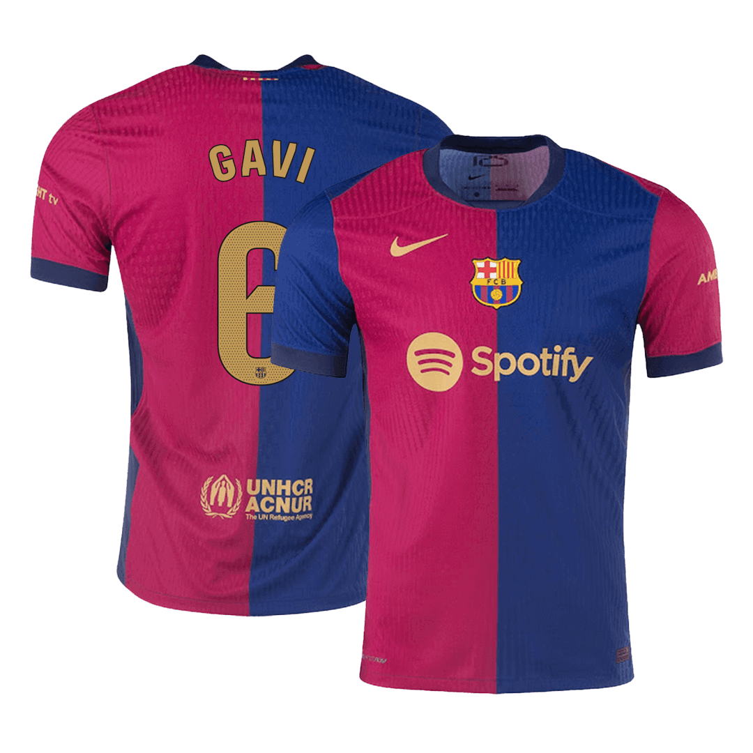 Soccer Kits Authentic  GAVI #6 Barcelona Home Football Shirt 2024/25- - old sponsor