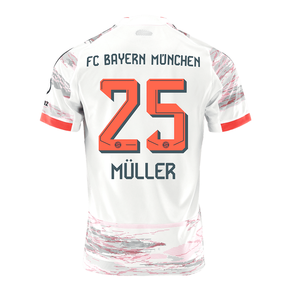 Maillot de football extérieur Bayern Munich MÜLLER #25 2025/26 Blanc