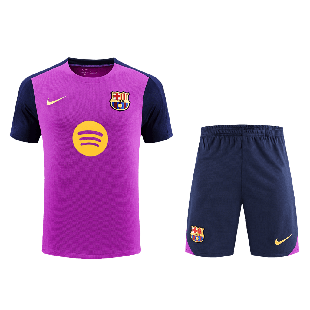 Soccer Kits Barcelona Pre-Match Training Soccer Jersey Kit(Jersey+Shorts) 2025/26 Purple