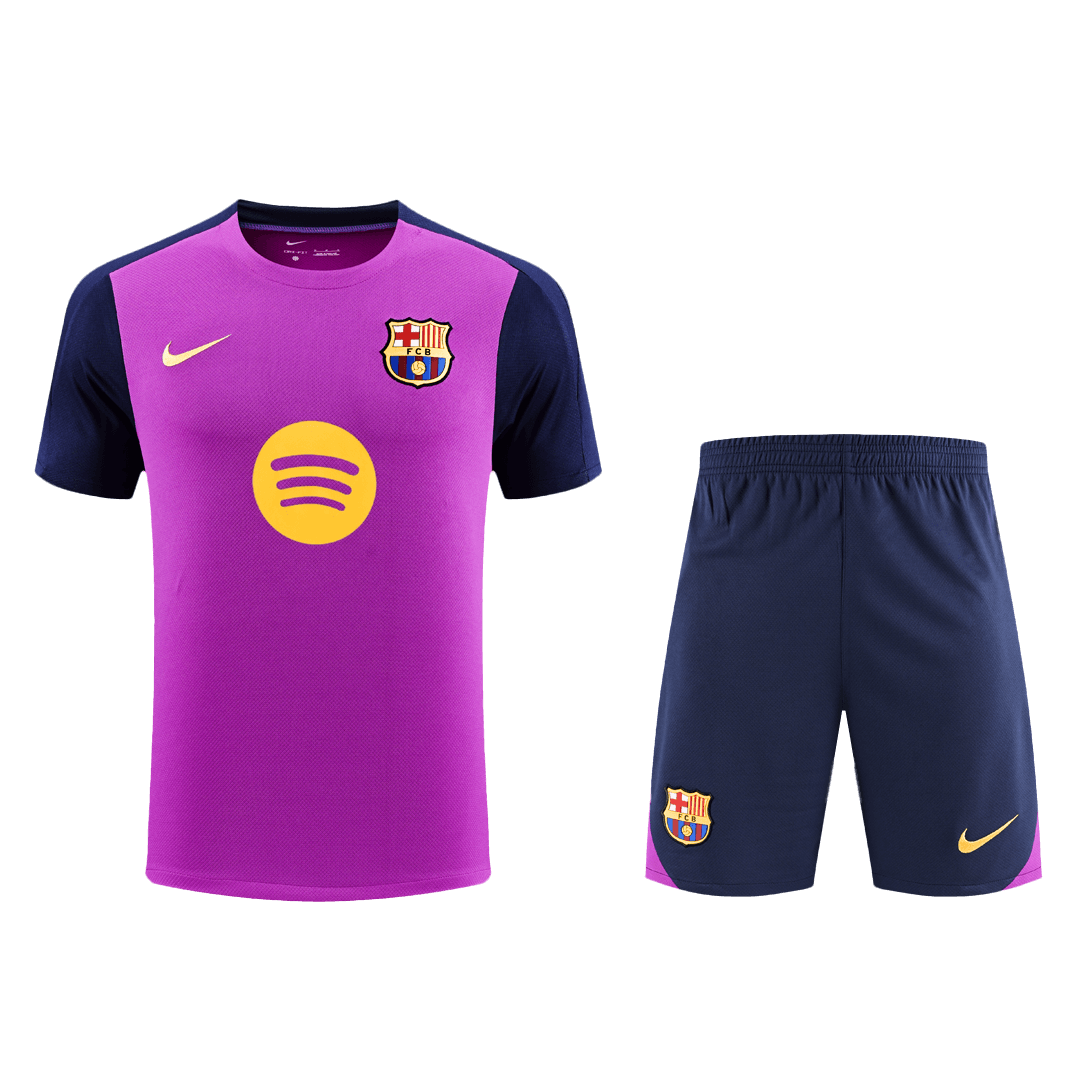 Soccer Kits Barcelona Pre-Match Training Soccer Jersey Kit(Jersey+Shorts) 2025/26 Purple
