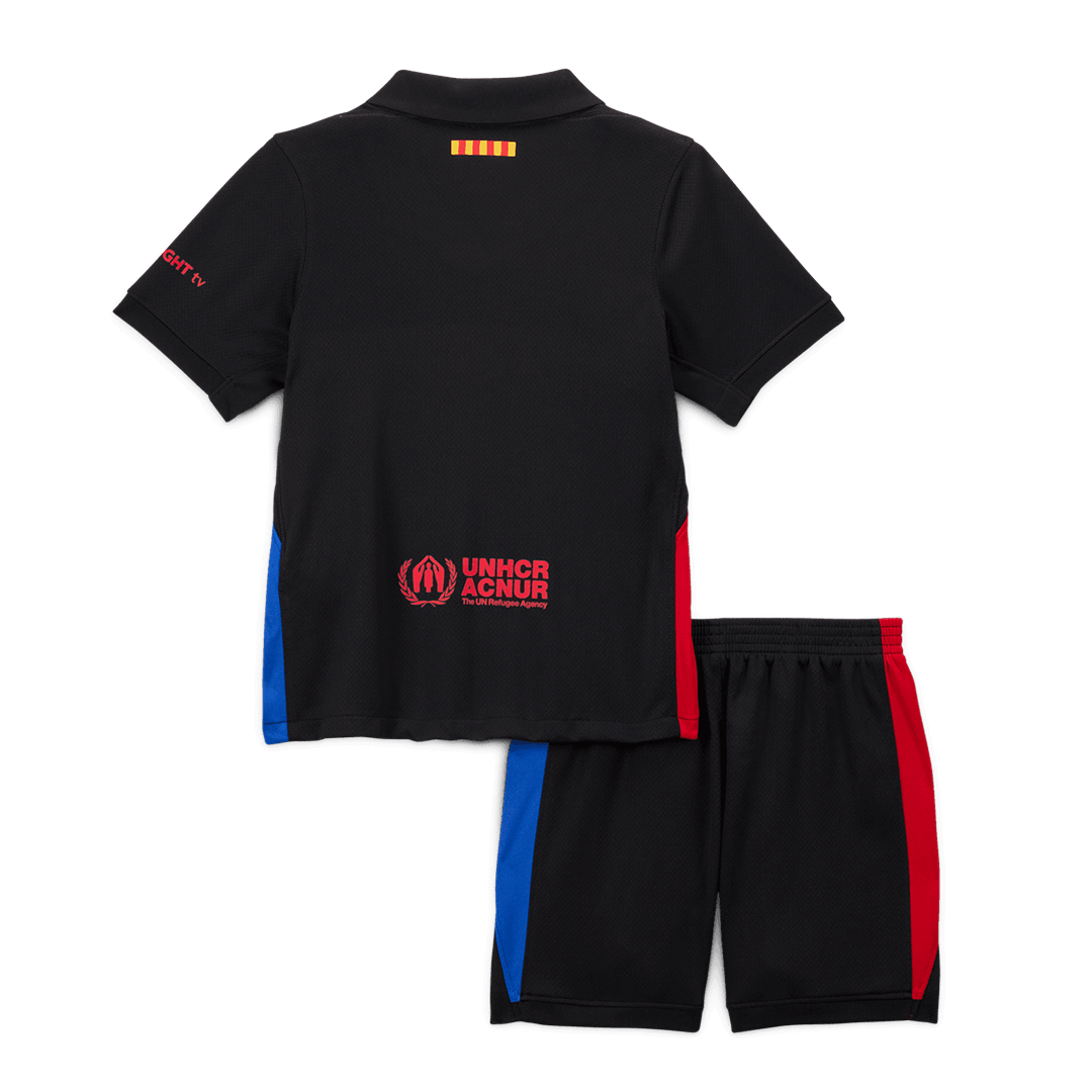 Maillot de football extérieur Barcelone 2024/25 pour enfant (maillot et short) - Logo Spotify sans texte