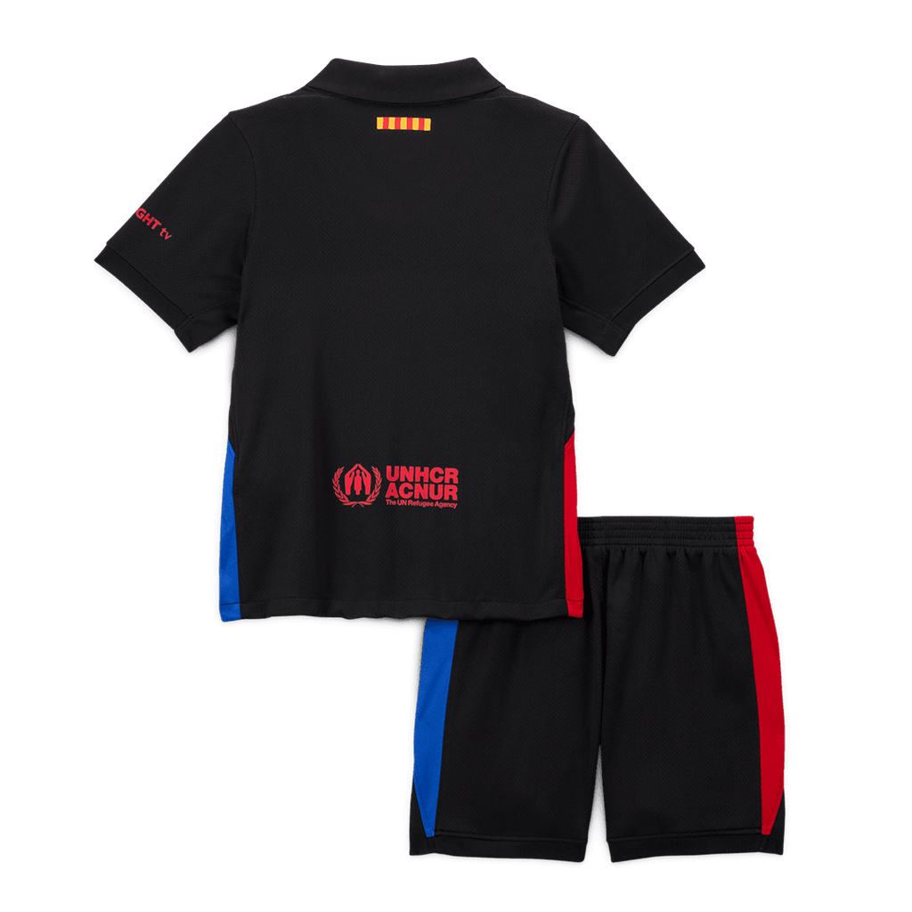 Kits de fútbol para niños del Barcelona (visitante) 2024/25 - Logotipo de Spotify sin texto