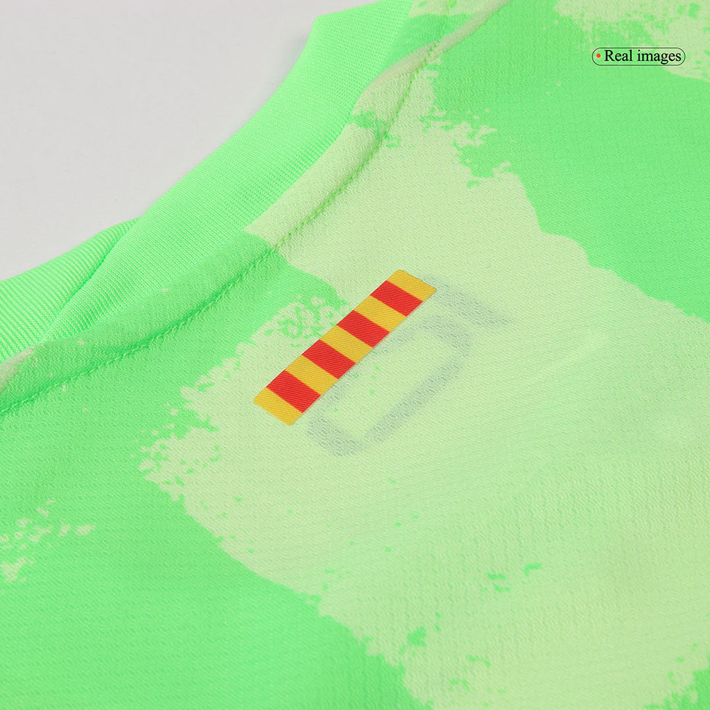 Soccer Kits Barcelona Third Away Football Shirt 2024/25 Green - UCL (Spotify Logo Without Text)