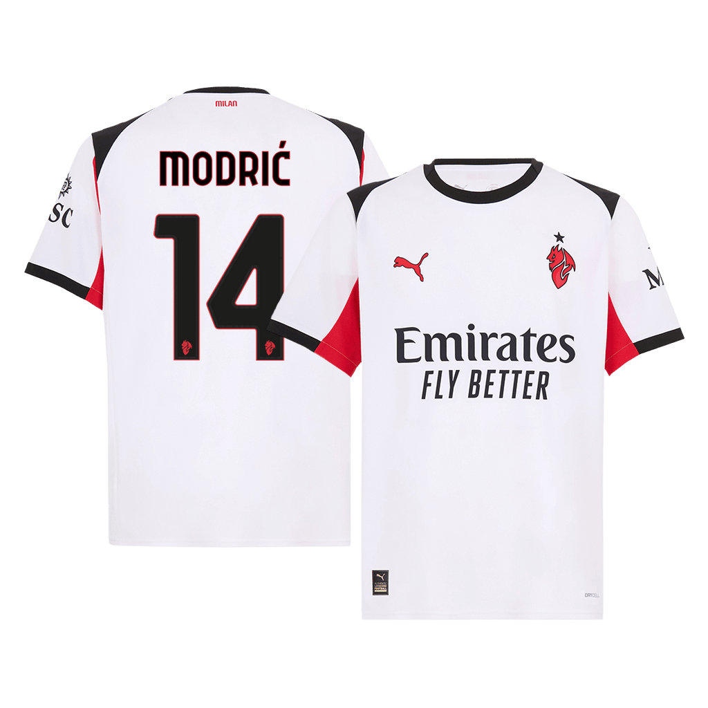 Maillot de football extérieur AC Milan MODRIĆ #14 2025/26 Blanc
