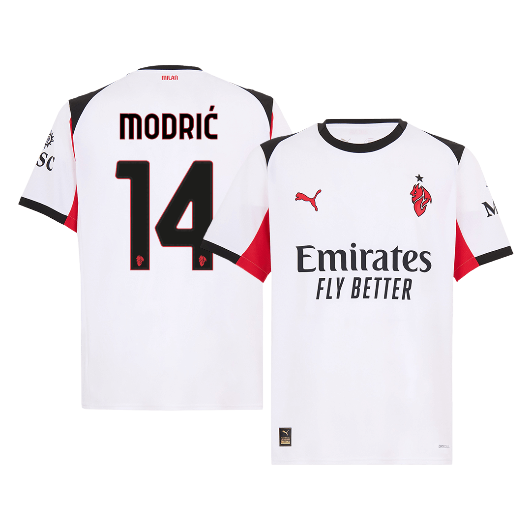 Maillot de football extérieur AC Milan MODRIĆ #14 2025/26 Blanc