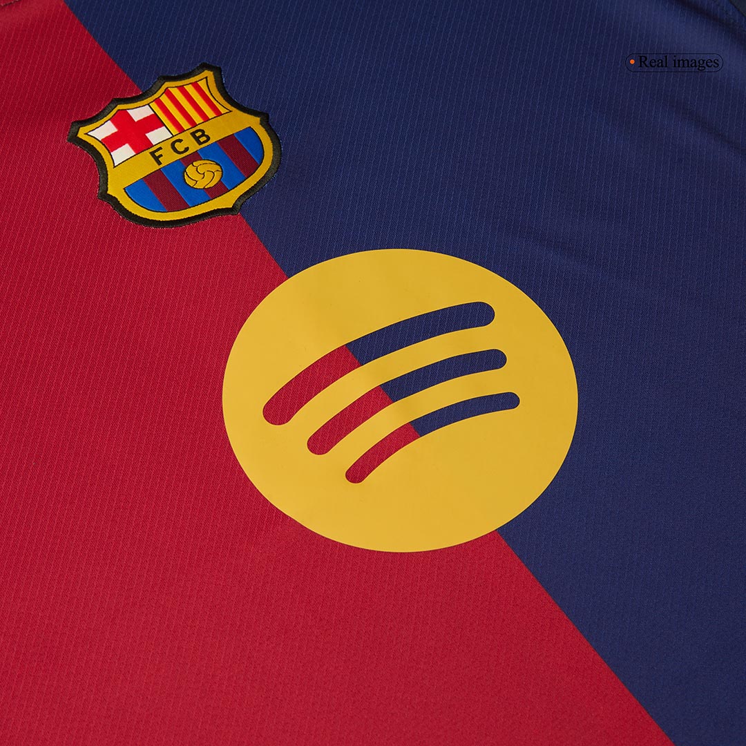 Camiseta de fútbol local del Barcelona RAPHINHA #11 2024/25, roja y azul - UCL (logotipo de Spotify sin texto)
