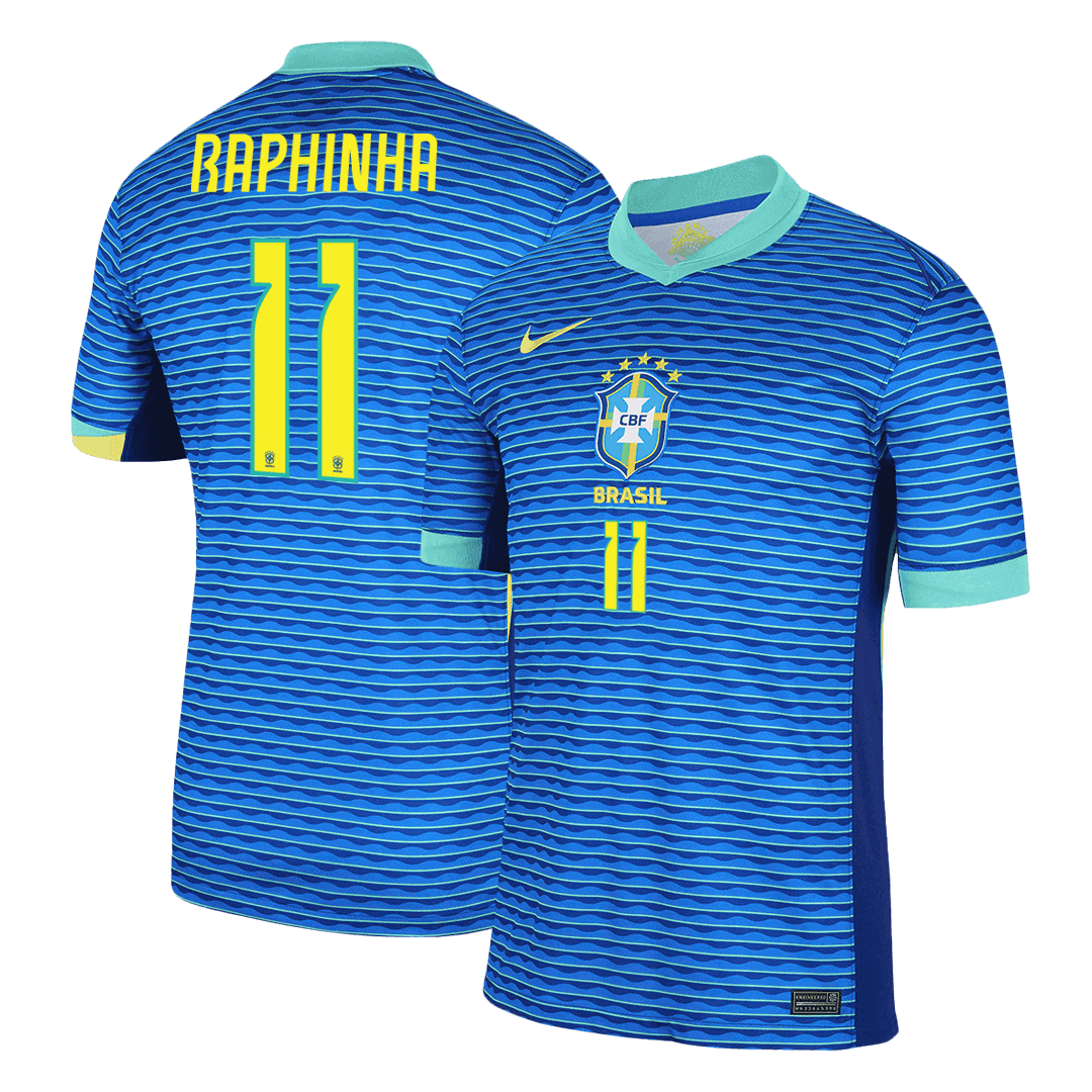 Kits de fútbol RAPHINHA #11 Brasil Camiseta de fútbol de visitante Copa América 2024
