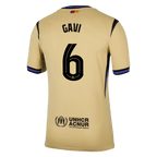 Maillot de football GAVI #6 Barcelone Extérieur 2025/26 Jaune - UCL