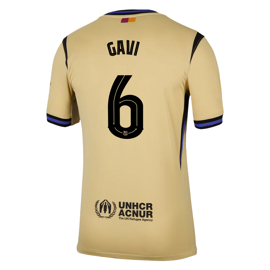 Maillot de football GAVI #6 Barcelone Extérieur 2025/26 Jaune - UCL