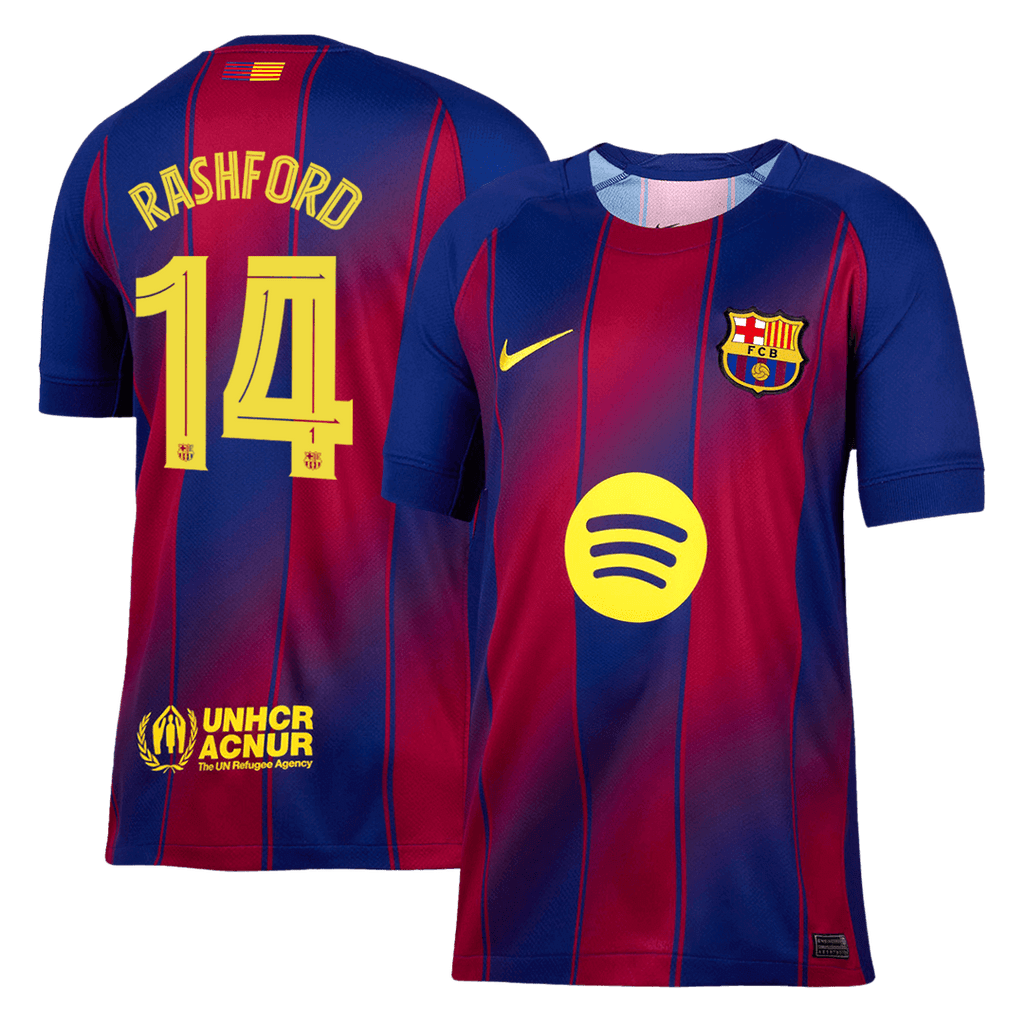 Soccer Kits Authentic RASHFORD #14 Barcelona Home Soccer Jersey 2025/26 Red&Blue - UCL