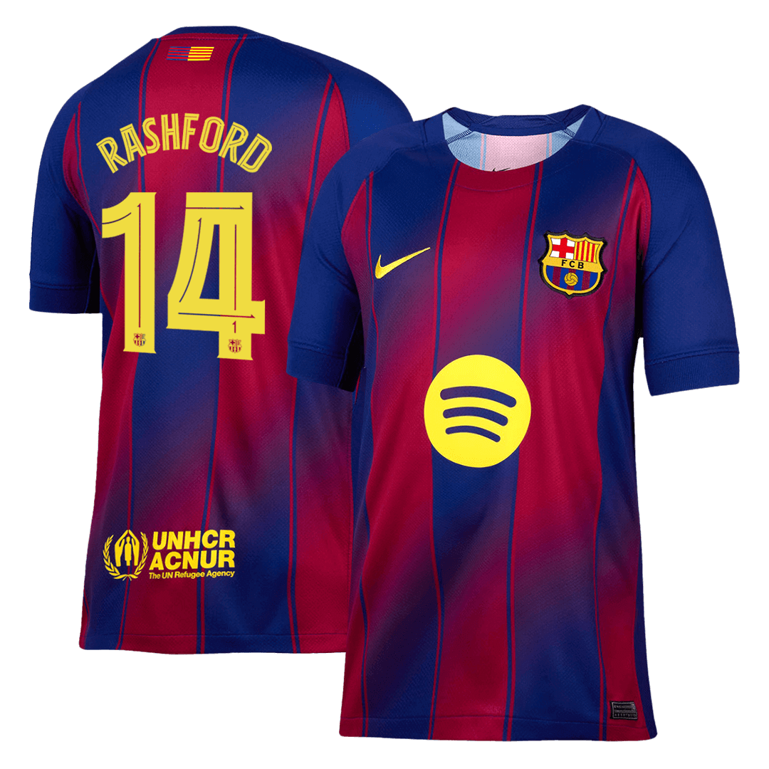 Soccer Kits Authentic RASHFORD #14 Barcelona Home Soccer Jersey 2025/26 Red&Blue - UCL