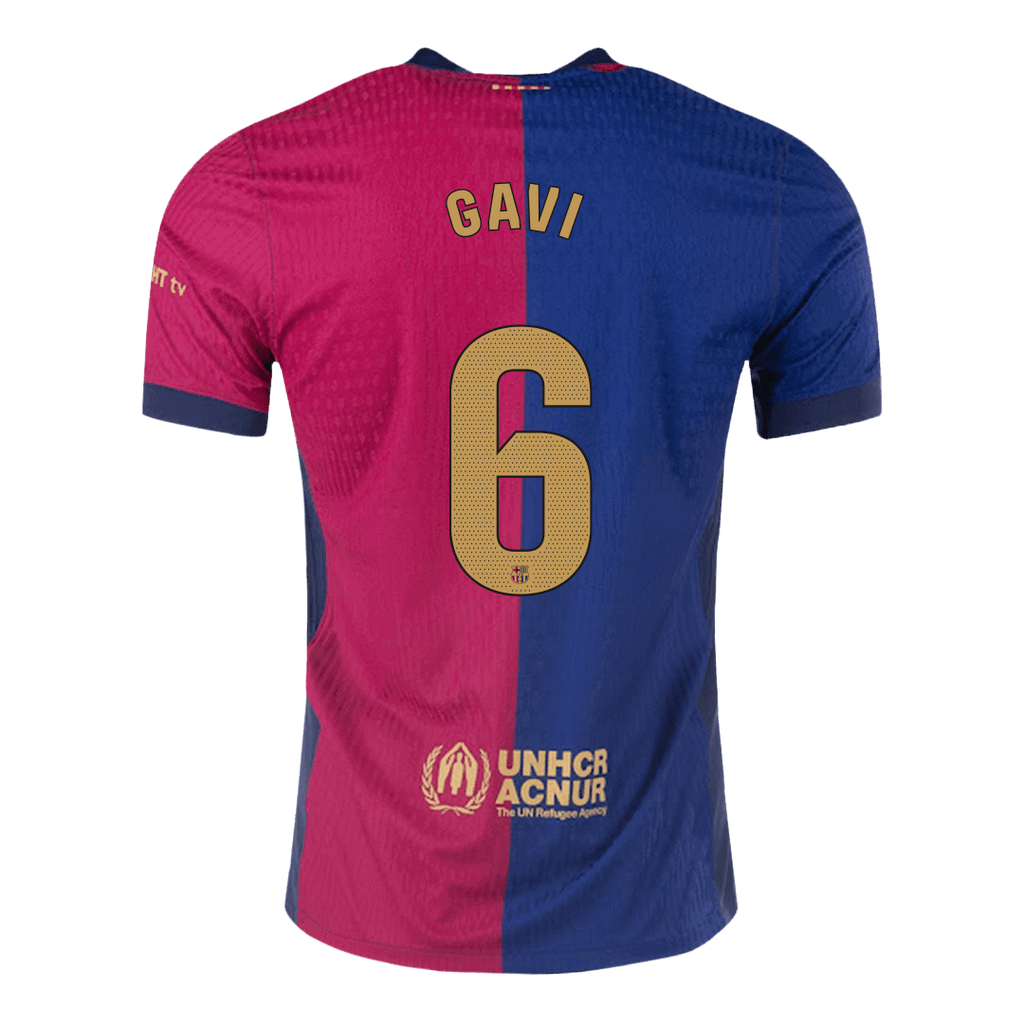 Soccer Kits Authentic GAVI #6 Barcelona Home Soccer Jersey 2024/25 - Spotify Logo Without Text